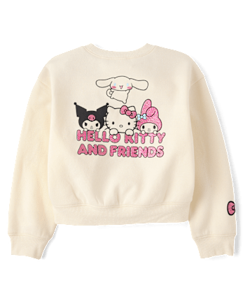 Girls Hello Kitty® Embellished Premium Fleece Sweatshirt - FAIR IVORY