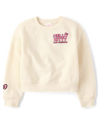 Girls Hello Kitty® Embellished Premium Fleece Sweatshirt - FAIR IVORY