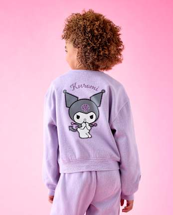 Girls Hello KittyÂ® Embellished Premium Fleece Sweatshirt - ORCHID BREEZE