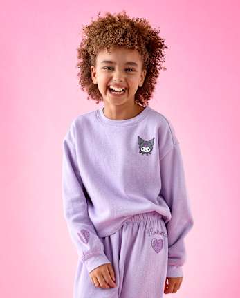 Girls Hello KittyÂ® Embellished Premium Fleece Sweatshirt - ORCHID BREEZE