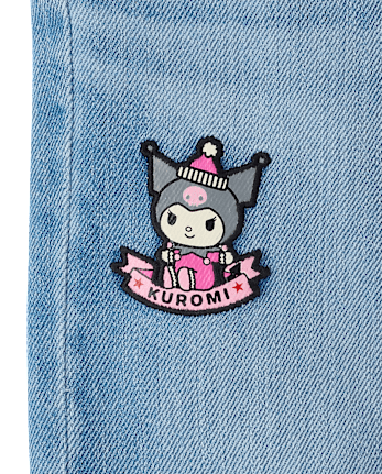 Girls Hello Kitty® And Friends Embroidered Patch Wide Leg Jeans - MYLAH WASH
