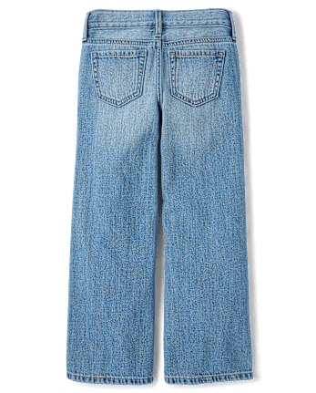 Girls Hello Kitty® And Friends Embroidered Patch Wide Leg Jeans - MYLAH WASH