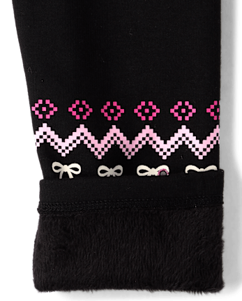 Girls Hello Kitty® Fairisle Winter Warm Leggings - BLACK