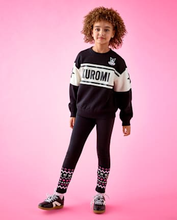 Girls Hello KittyÂ® Fairisle Winter Warm Leggings - BLACK