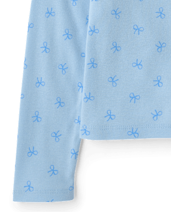 Girls Print Ribbed Henley Top - GLOBE BLUE