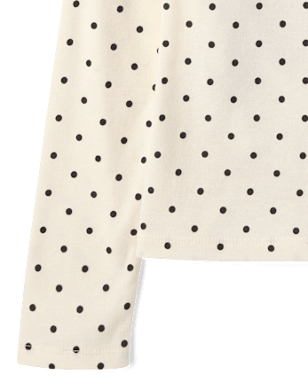 Girls Print Ribbed Henley Top - FAIR IVORY
