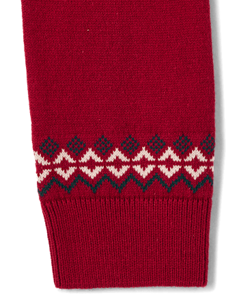 Girls Christmas Fairisle Sweater Dress - RED OCHRE