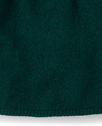 Girls Rhinestone Cable Knit Sweater Dress - BALT GREEN