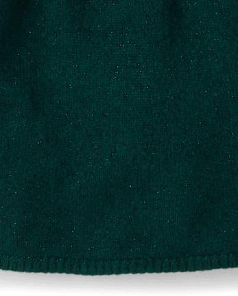 Girls Rhinestone Cable Knit Sweater Dress - BALT GREEN