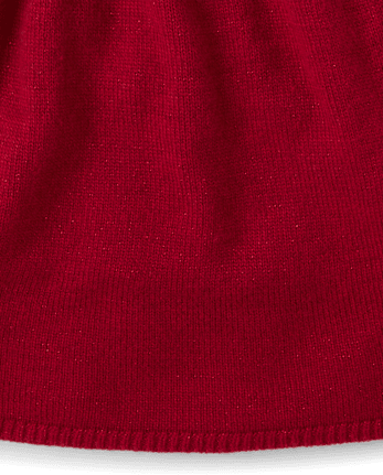 Girls Rhinestone Cable Knit Sweater Dress - RED OCHRE