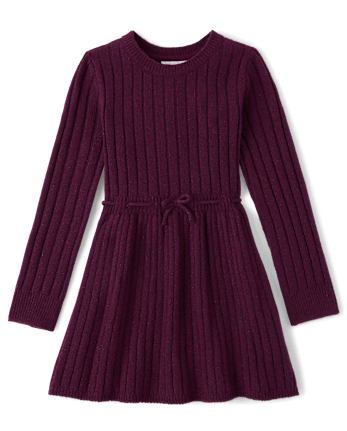 Girls Shimmer Ribbed Sweater Dress - CRAISIN