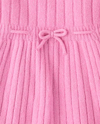 Girls Shimmer Ribbed Sweater Dress - PERFECTLY PINK