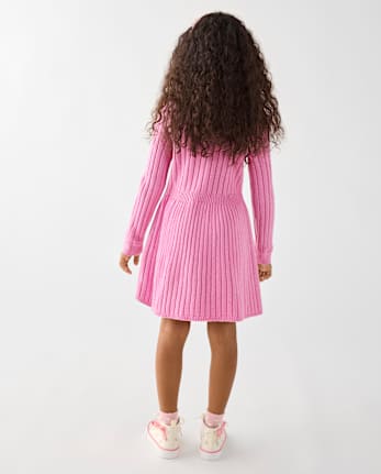 Robe pull côtelée scintillante pour filles - PERFECTLY PINK