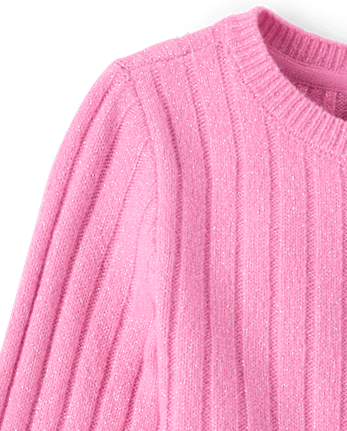 Girls Shimmer Ribbed Sweater Dress - PERFECTLY PINK