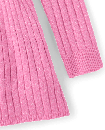 Girls Shimmer Ribbed Sweater Dress - PERFECTLY PINK
