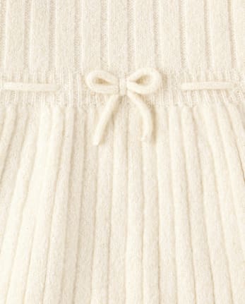 Girls Shimmer Ribbed Sweater Dress - FAIR IVORY