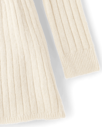 Girls Shimmer Ribbed Sweater Dress - FAIR IVORY