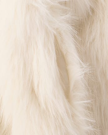 Girls Faux Fur Jacket - WHITE DAISY