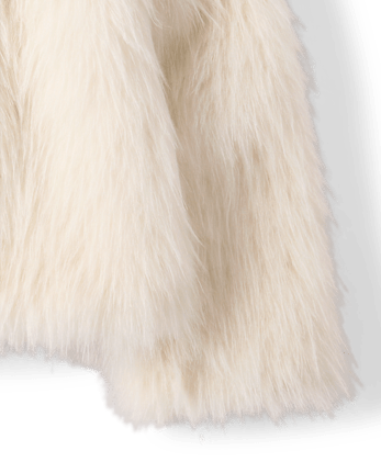 Girls Faux Fur Jacket - WHITE DAISY