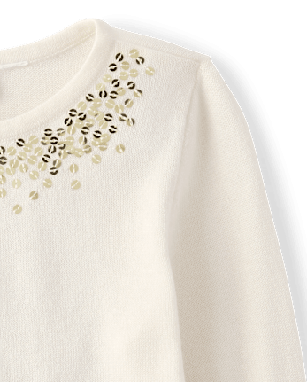 Girls Sequin Cardigan - FAIR IVORY