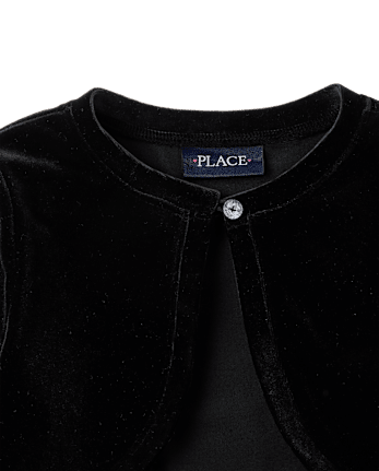 Girls Velour Shrug - BLACK