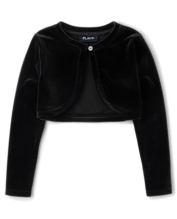 Girls Velour Shrug - BLACK