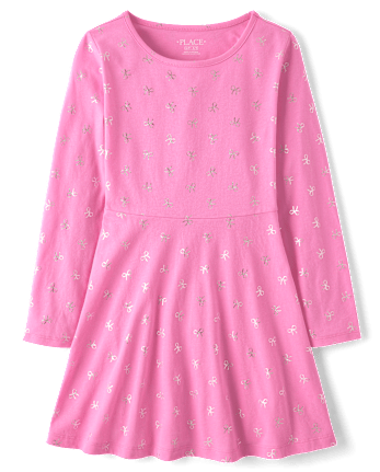 Girls Foil Print Everyday Dress - PERFECTLY PINK