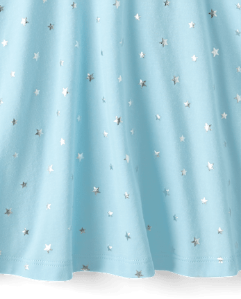 Girls Foil Print Everyday Dress - BLUE AIR