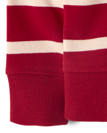 Baby And Toddler Boys Striped French Terry Rugby Polo - RED OCHRE