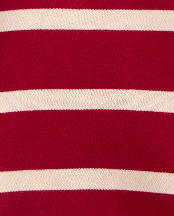 Baby And Toddler Boys Striped French Terry Rugby Polo - RED OCHRE