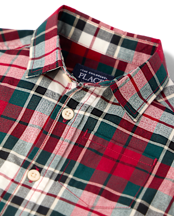 Baby And Toddler Boys Plaid Poplin Button Up Shirt - FAIR IVORY