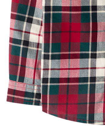 Baby And Toddler Boys Plaid Poplin Button Up Shirt - FAIR IVORY