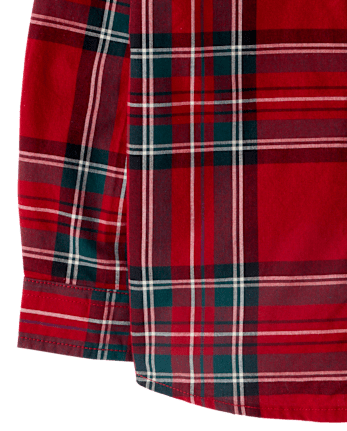 Baby And Toddler Boys Plaid Poplin Button Up Shirt - RED OCHRE