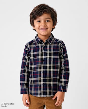 Baby And Toddler Boys Plaid Poplin Button Up Shirt - TIDAL