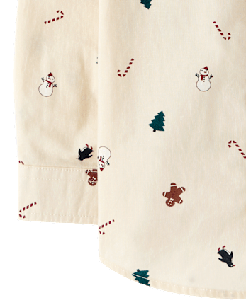 Baby And Toddler Boys Christmas Poplin Button Up Shirt - HAY STACK