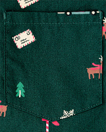 Baby And Toddler Boys Christmas Poplin Button Up Shirt - BALT GREEN