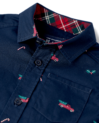 Baby And Toddler Boys Christmas Poplin Button Up Shirt - TIDAL