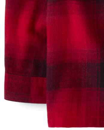 Baby And Toddler Boys Plaid Flannel Hooded Button Up Shirt - RED OCHRE