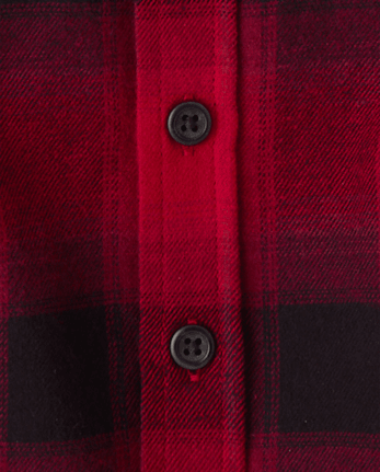 Baby And Toddler Boys Plaid Flannel Hooded Button Up Shirt - RED OCHRE