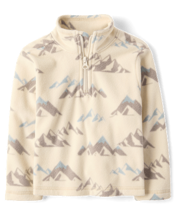 Toddler Boys Print Microfleece Quarter Zip Pullover - HAY STACK