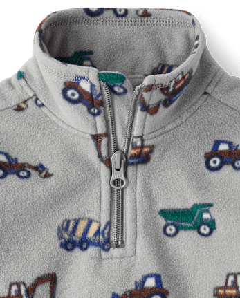 Toddler Boys Print Microfleece Quarter Zip Pullover - WEATHERED STEEL