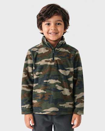 Toddler Boys Print Microfleece Quarter Zip Pullover - TENT