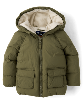 Toddler Boys Microfleece Lined Hooded Puffer Jacket - DK STINGER