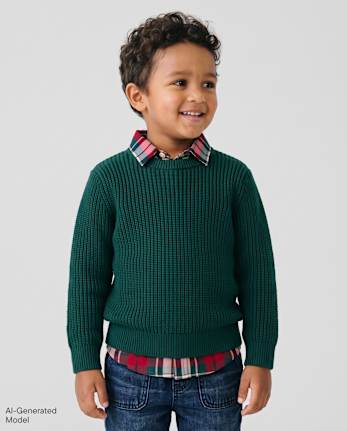Toddler Boys Shaker Stitch Sweater - BALT GREEN