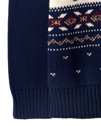 Toddler Boys Christmas Train Fairisle Mock Neck Sweater - TIDAL