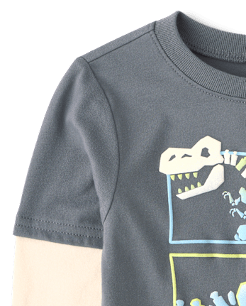 Baby And Toddler Boys Graphic Layered Top - CHALKBOARD