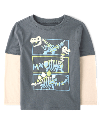 Baby And Toddler Boys Graphic Layered Top - CHALKBOARD