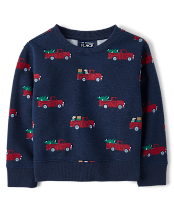 Toddler Boys Christmas Truck Premium Fleece Sweatshirt - TIDAL