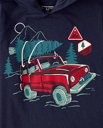 Baby And Toddler Boys Holiday Truck Hooded Top - TIDAL