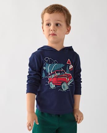 Baby And Toddler Boys Holiday Truck Hooded Top - TIDAL